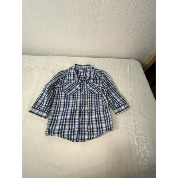 Baby Gap Infant Pearl Snap Button Up Long Sleeve Shirt Size  18 Months - Blue - Picture 2 of 5